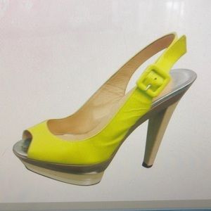Christian louboutin yellow sling back shoes